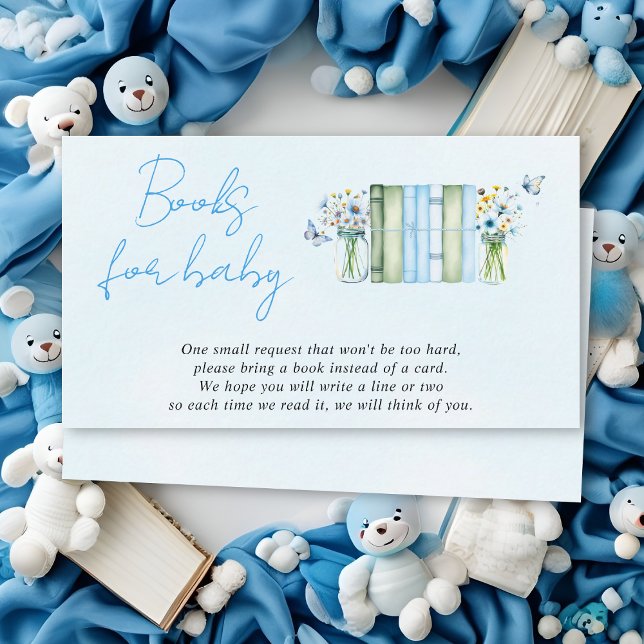 New Chapter Books for baby boy shower blue Enclosure Card (Creator Uploaded)