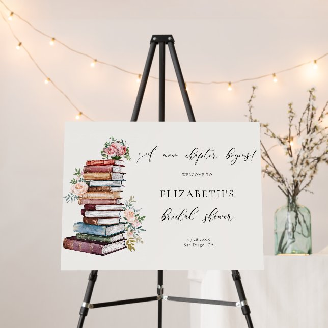 New Chapter Bookworm Book Bridal Shower Welcome Foam Board (In Situ (Stand))