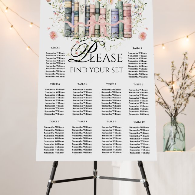 New Chapter Bow Flower Seating Chart Baby Shower Foam Board (In Situ (Stand))