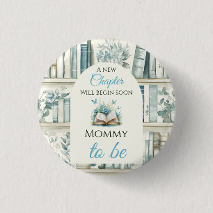 New Chapter Boy Library Book Baby Shower Decor Button