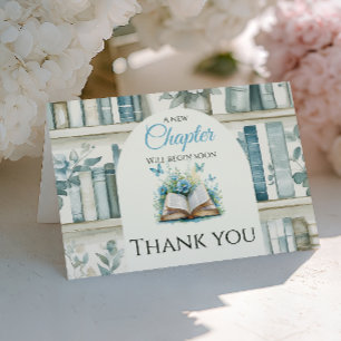 New Chapter Boy Library Book Baby Shower Favor Thank You Card