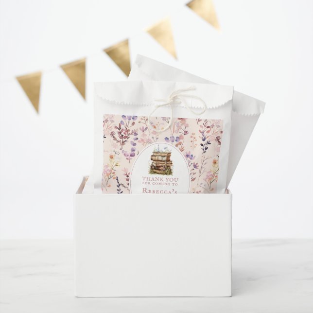 New chapter bridal shower watercolor, wildflower favor bag (Party)