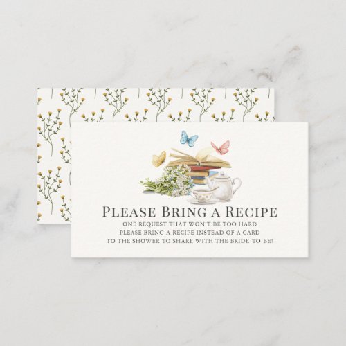 New Chapter Butterfly Bridal Shower Recipe Request Enclosure Card