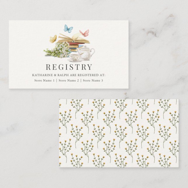 New Chapter Butterfly Wedding Gift Registry Enclosure Card (Front/Back)