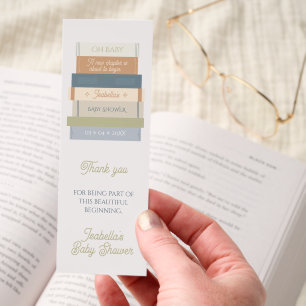 New Chapter Cute Storybook Stack Baby Shower Bookmarks