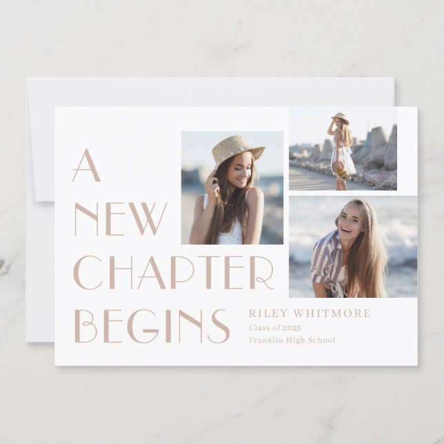New Chapter Editable Color Graduation Invitation (Front)