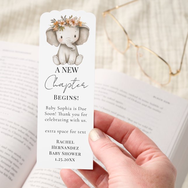 New Chapter elephant Baby Shower Favor Bookmark (Hand)