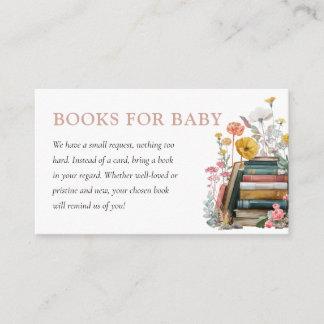 New Chapter Floral Baby Shower Books Enclosure Card