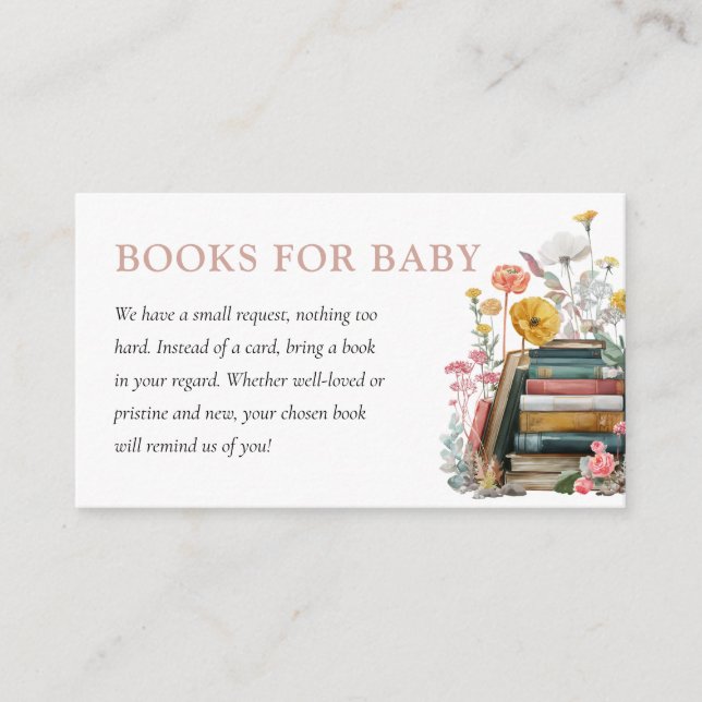 New Chapter Floral Baby Shower Books Enclosure Card (Front)