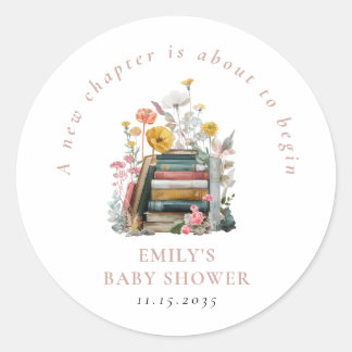 New Chapter Floral Baby Shower Classic Round Sticker