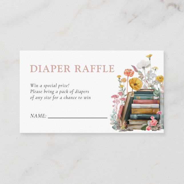 New Chapter Floral Baby Shower Diaper Raffle Enclosure Card (Front)