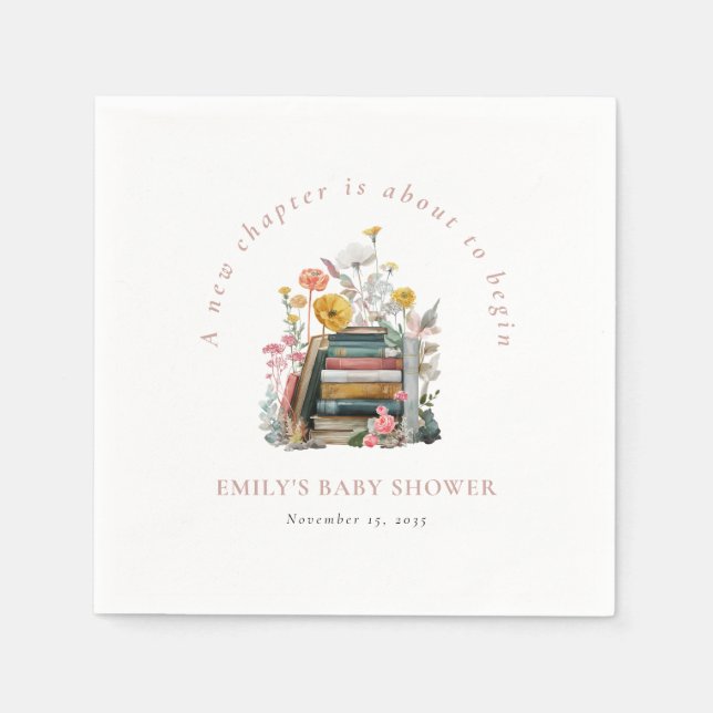 New Chapter Floral Baby Shower Napkins (Front)