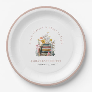 New Chapter Floral Baby Shower Paper Plates