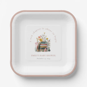 New Chapter Floral Baby Shower Paper Plates