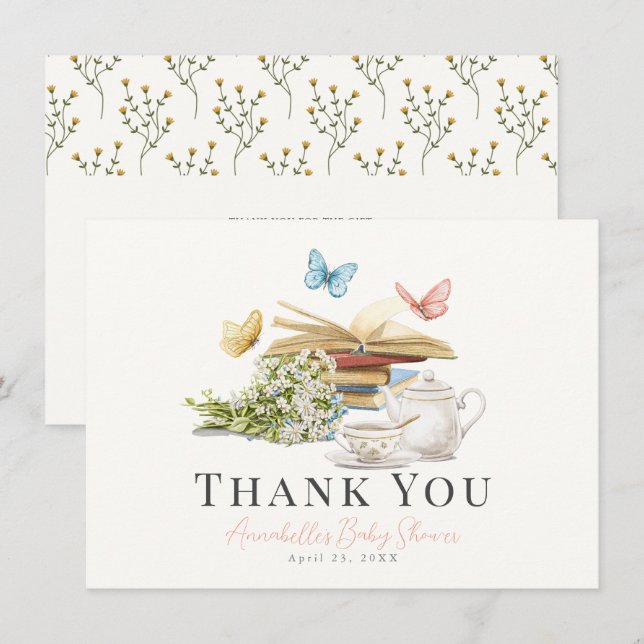 New Chapter Floral Baby Shower Thank You Note Card (Front/Back)