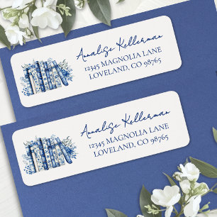 New Chapter Floral Blue Book Return Address Label