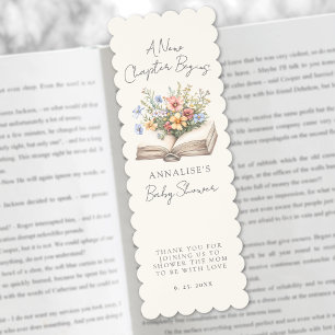 New Chapter Floral Book Baby Shower Bookmarks