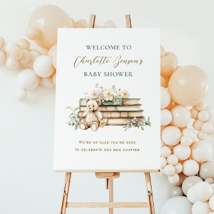 New Chapter Floral Book Baby Shower Welcome Foam Board