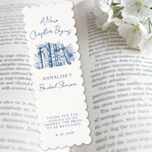 New Chapter Floral Book Bridal Shower Bookmarks