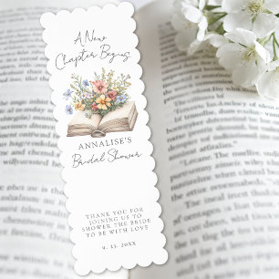 New Chapter Floral Book Bridal Shower Bookmarks