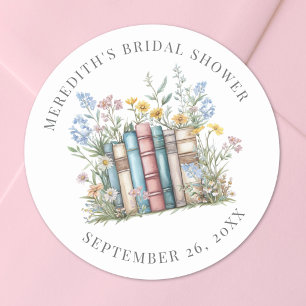 New Chapter Floral Book Bridal Shower Classic Round Sticker