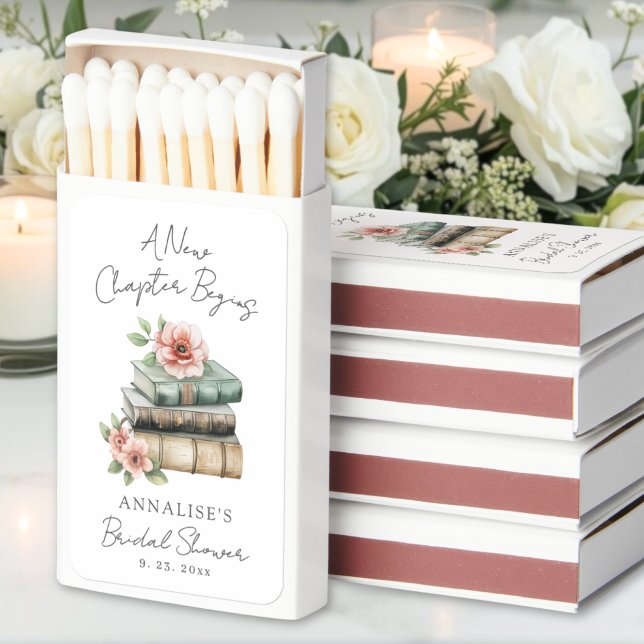New Chapter Floral Book Bridal Shower Matchbox (New Chapter Floral Book Bridal Shower)