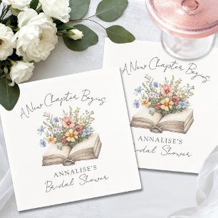 New Chapter Floral Book Bridal Shower Napkins