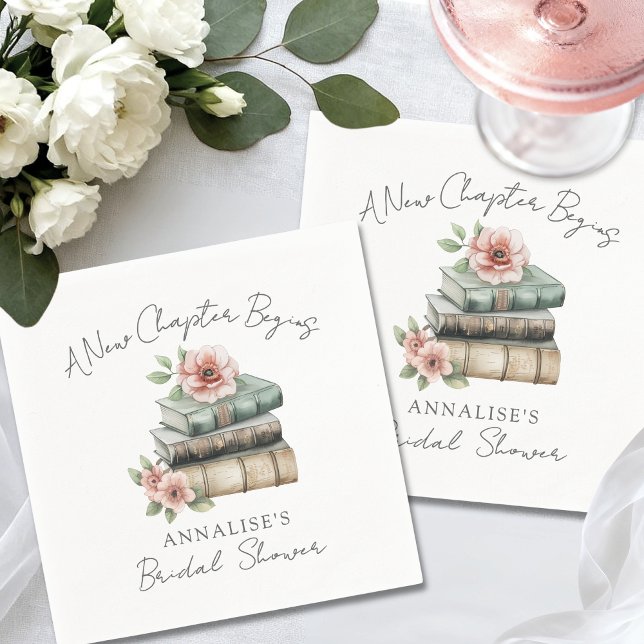 New Chapter Floral Book Bridal Shower Napkins (New Chapter Floral Book Bridal Shower Napkins)