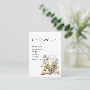 New Chapter Floral Book Bridal Shower Recipe Enclosure Card