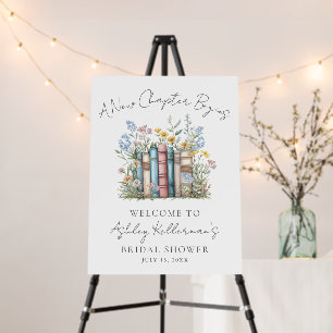 New Chapter Floral Book Bridal Shower Welcome Sign
