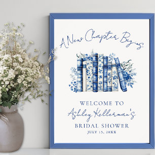 New Chapter Floral Book Bridal Shower Welcome Sign