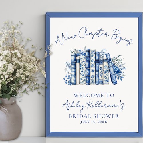 New Chapter Floral Book Bridal Shower Welcome Sign