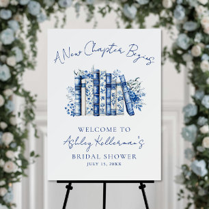 New Chapter Floral Book Bridal Shower Welcome Sign