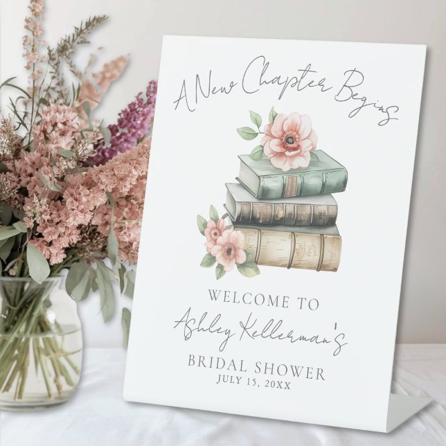 New Chapter Floral Book Bridal Shower Welcome Sign (New Chapter Floral Book Bridal Shower Welcome Sign)