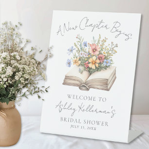 New Chapter Floral Book Bridal Shower Welcome Sign