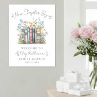 New Chapter Floral Book Bridal Shower Welcome Sign