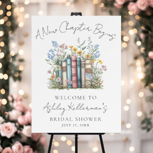 New Chapter Floral Book Bridal Shower Welcome Sign