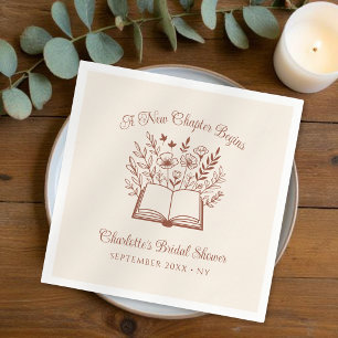 New Chapter Floral Book Terracotta Bridal Shower Napkins