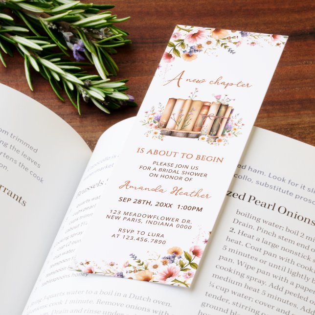 New Chapter Floral Book Theme QR Bridal Shower  Bookmarks (Creator Uploaded)