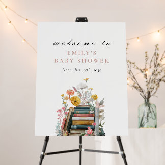New Chapter Floral Books Baby Shower Foam Board