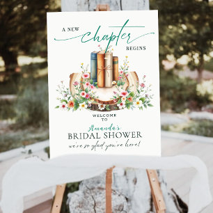 New Chapter Floral Books Bridal Shower Welcome  Foam Board