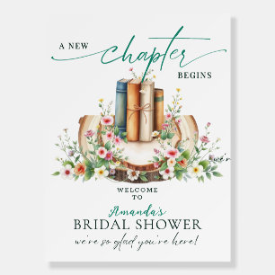 New Chapter Floral Books Bridal Shower Welcome  Foam Board