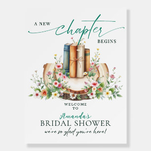 New Chapter Floral Books Bridal Shower Welcome Foam Board