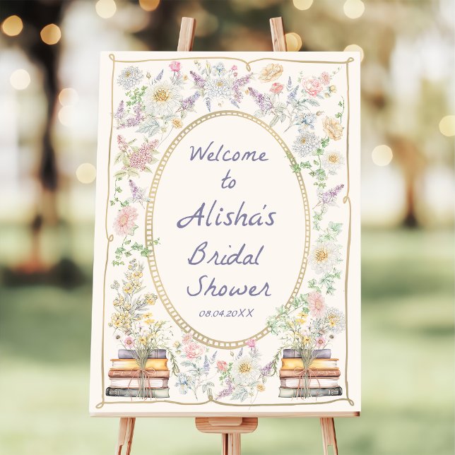 New Chapter Floral Storybook Bridal shower Welcome Foam Board (Creator Uploaded)