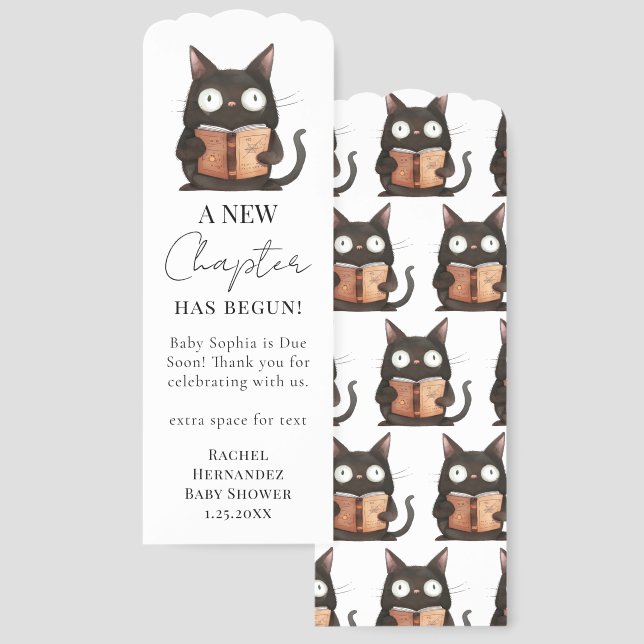 New Chapter Halloween Cats Baby Shower Favor Bookmarks (Front & Back)