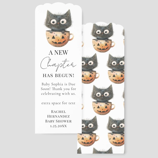 New Chapter Halloween Cup Baby Shower Favor Bookmarks (Front & Back)