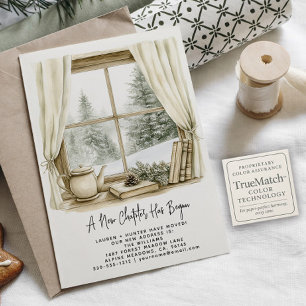 New Chapter Has Begun Winter Watercolor Holiday Announcement Postcard