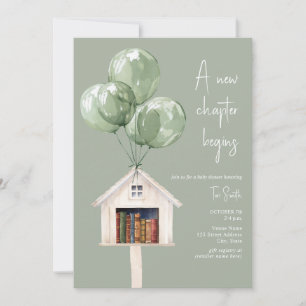 New Chapter Library Balloons Book Baby Shower  Invitation