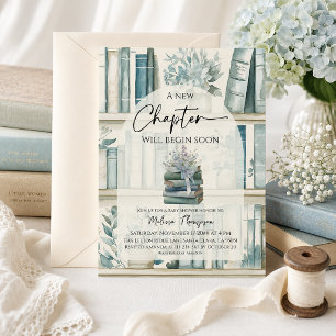 New Chapter Library Blue Boy Book Baby Shower Invitation