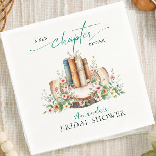 New Chapter Lovers Book Floral Bridal Shower Napkins
